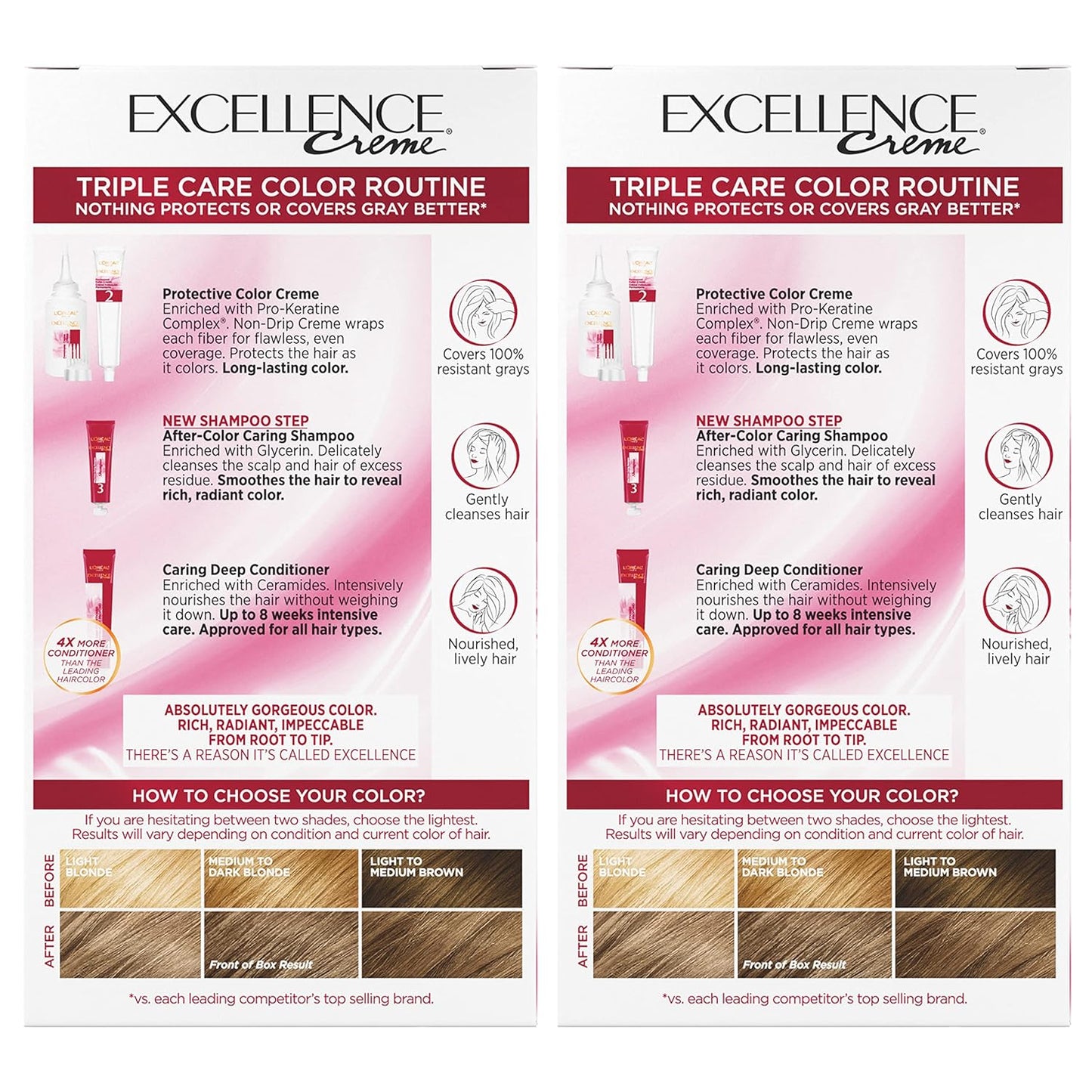 L'Oreal Paris Excellence Crème Hair Color Kit | 6 Light Brown | 8-Week Gray Coverage