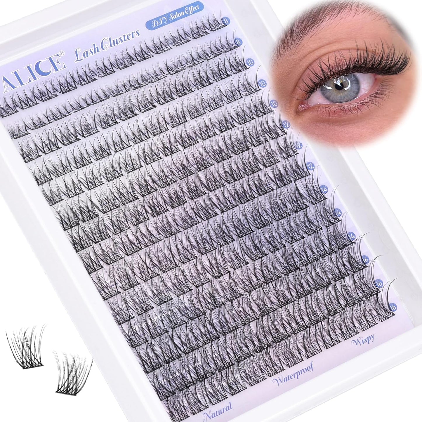 Natural Wispy Cluster Eyelash Extensions | Waterproof DIY Lashes | 224 Pcs