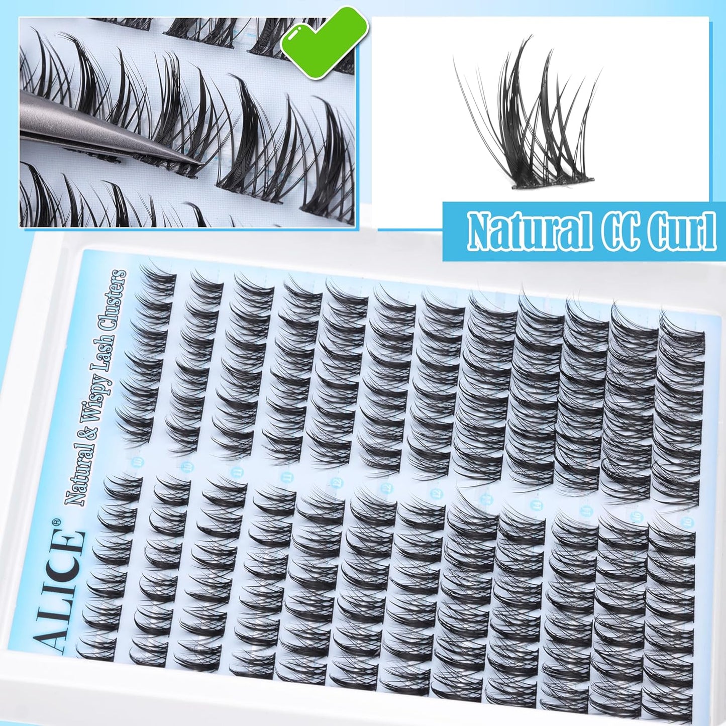 Natural Wispy Lash Extension Kit | 140pcs Clear Band Cluster Lashes for DIY