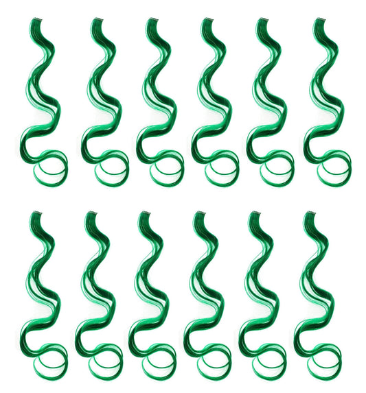 Swacc 12 Pcs Curly Wavy One Color Party Highlights Clip On In Hair Extensions Colored Hair Streak Synthetic Hairpieces (Green)