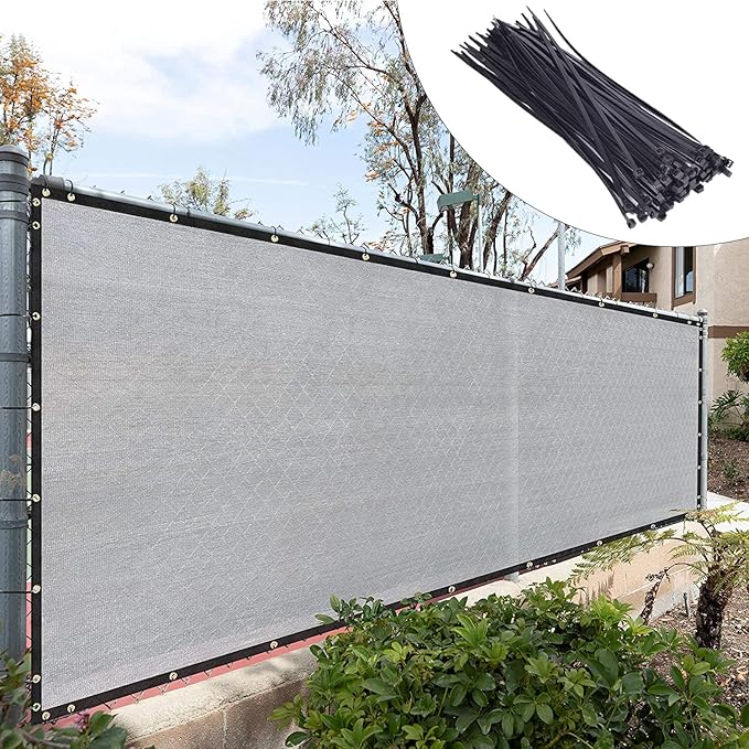 Royal Shade Custom Size 6' x 143' Grey Fence Privacy Screen Windscreen Cover Netting Mesh Fabric Cloth - Cable Zip Ties Included (We Make Custom Size)