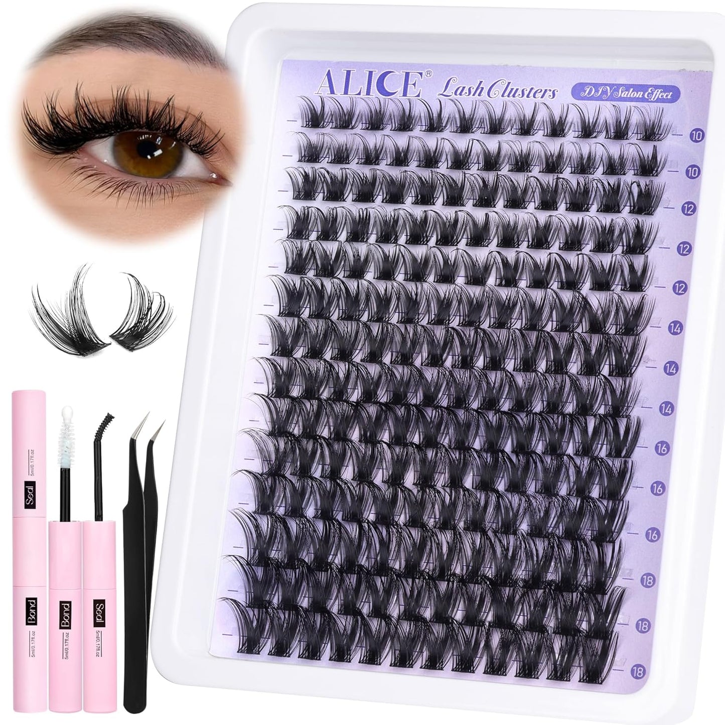 Natural Wispy Lash Extension Kit | 140pcs Clear Band Cluster Lashes for DIY