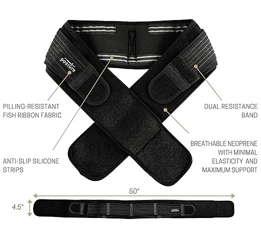 Sacroiliac Hip Belt for Women and Men That Alleviates Sciatic, Pelvic, Lower Back, Leg and Sacral Nerve Pain Caused by Si Joint Dysfunction| Trochanter Brace (Plus, Black)
