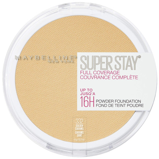 Maybelline Super Stay Full Coverage Powder Foundation Makeup, Up To 16 Hour Wear, Soft, Creamy Matte Foundation, Golden Caramel,
