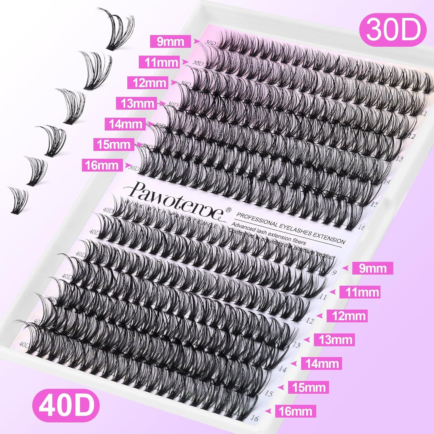 Pawotence DIY Lash Extension Kit | 280pcs 50D Individual Clusters 9-16mm