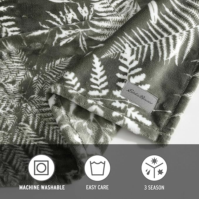 Eddie Bauer - Twin Blanket, Ultra Plush Bedding, Lightweight Home Decor for All Seasons (Fern Garden Green, Twin)