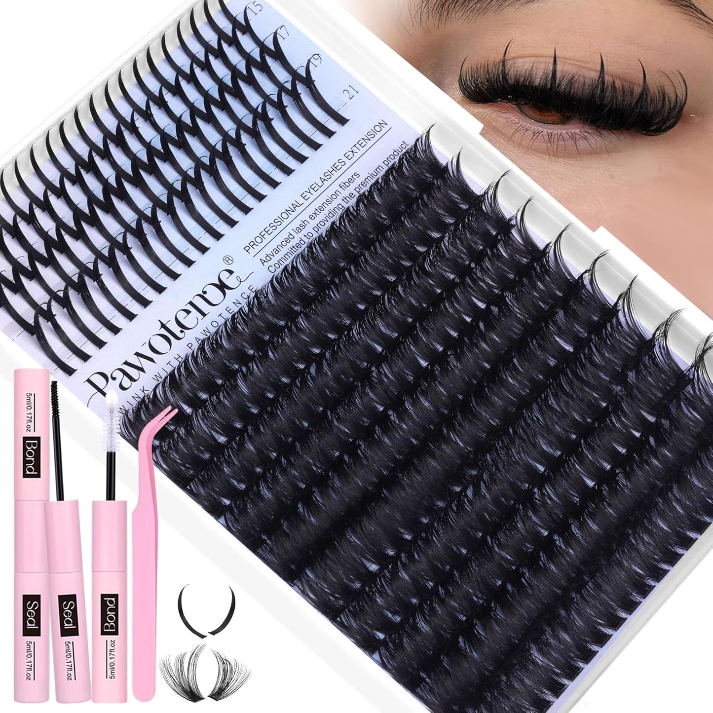 Pawotence 280pcs Lash Clusters | 40D & 50D Individual Eyelash Extensions 8-16mm