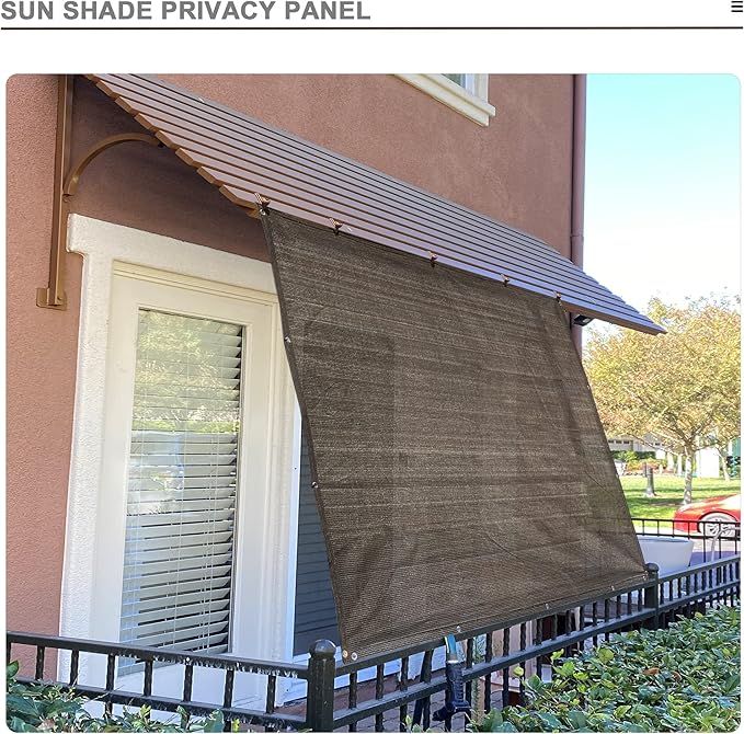 Alion Home Sun Shade Privacy Panel with Grommets and Hems on 4 Sides for Patio, Awning, Window, Pergola or Gazebo - Mocha Brown (10' x 7')