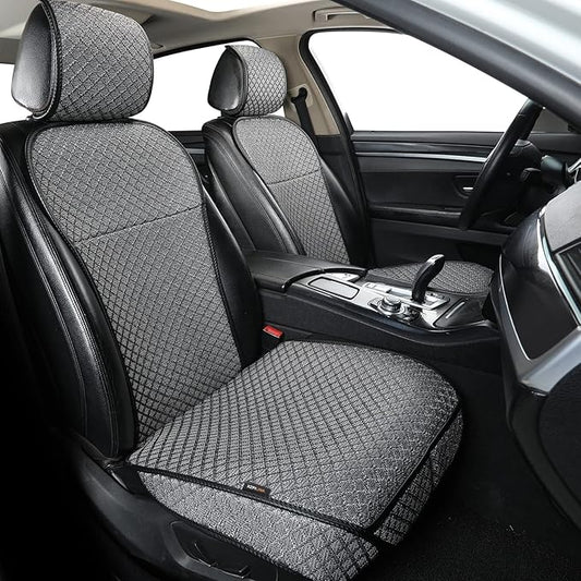 Breathable Car Seat Cover,Luxury Front Seat Cover,Durable and Non Slip,Polyester Silk Material, Universal Car Seat Cushion,Suitable for All Seasons,Airbag Compatible (Gray-2PCS)