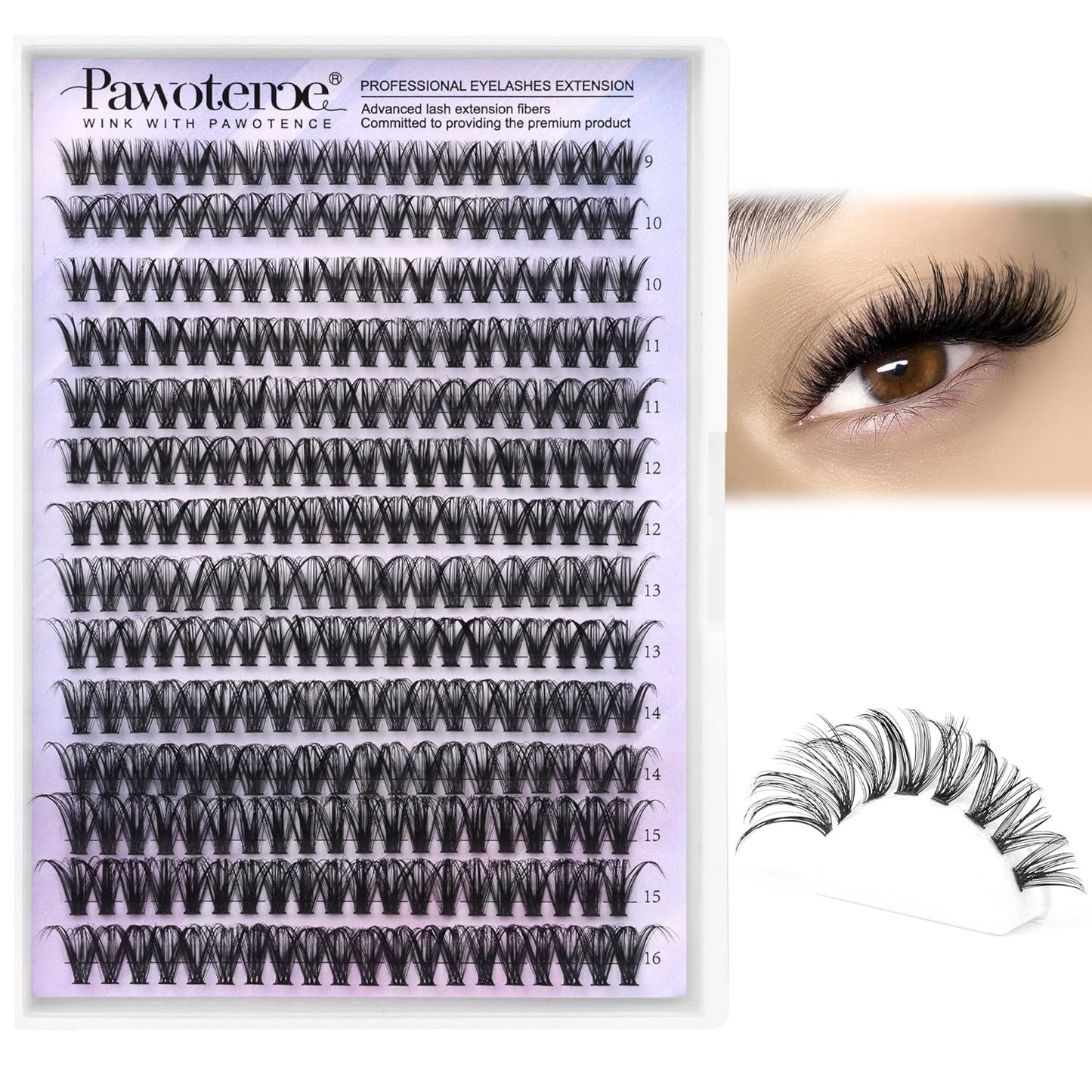 DIY Lash Extension Kit | 280pcs Brown 40D Clusters | 9-16mm Individual Lashes