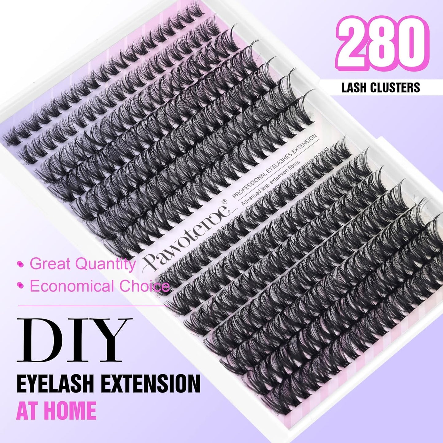 Pawotence 280pcs Lash Clusters | 40D & 50D Individual Eyelash Extensions 8-16mm