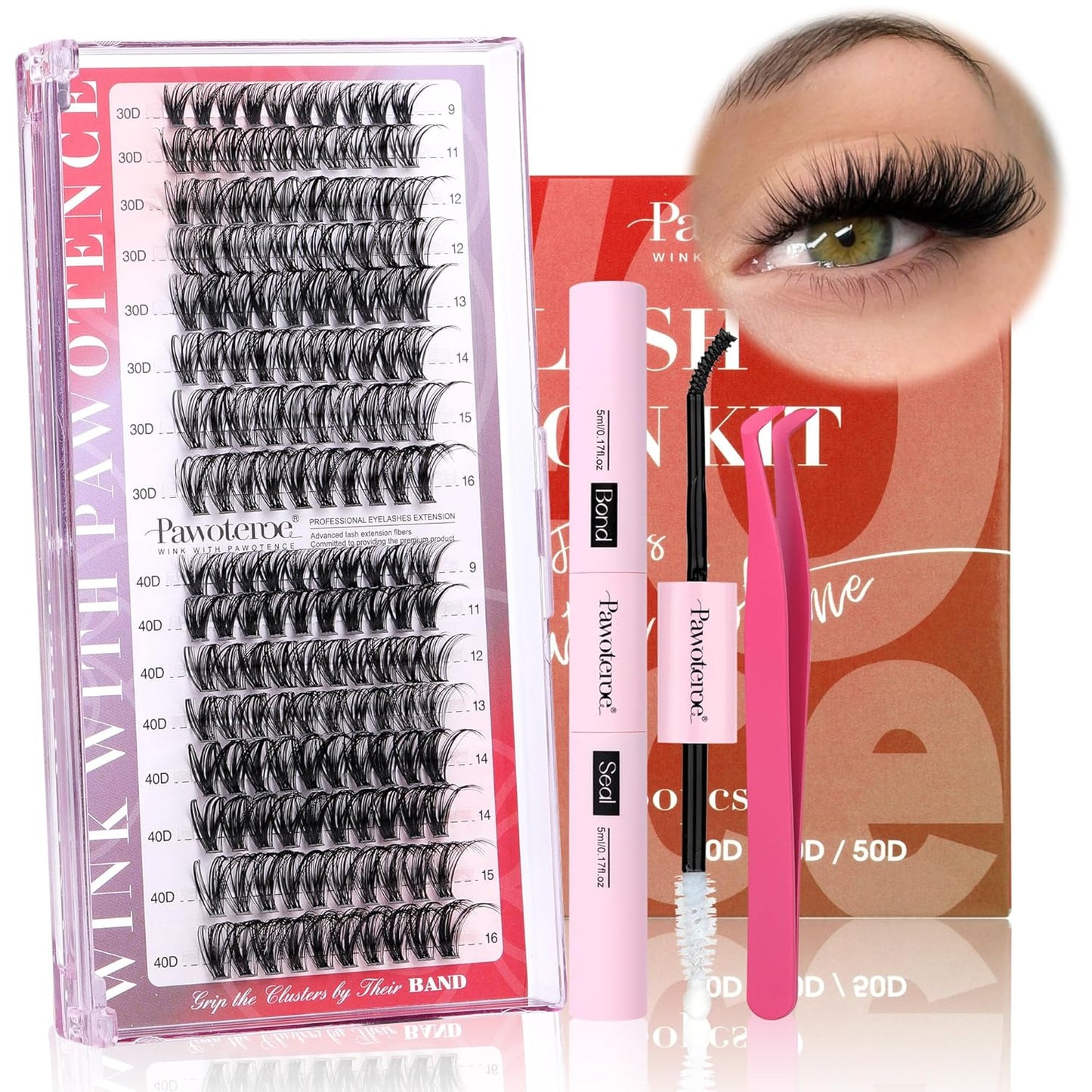 DIY Lash Extension Kit | 280pcs Brown 40D Clusters | 9-16mm Individual Lashes