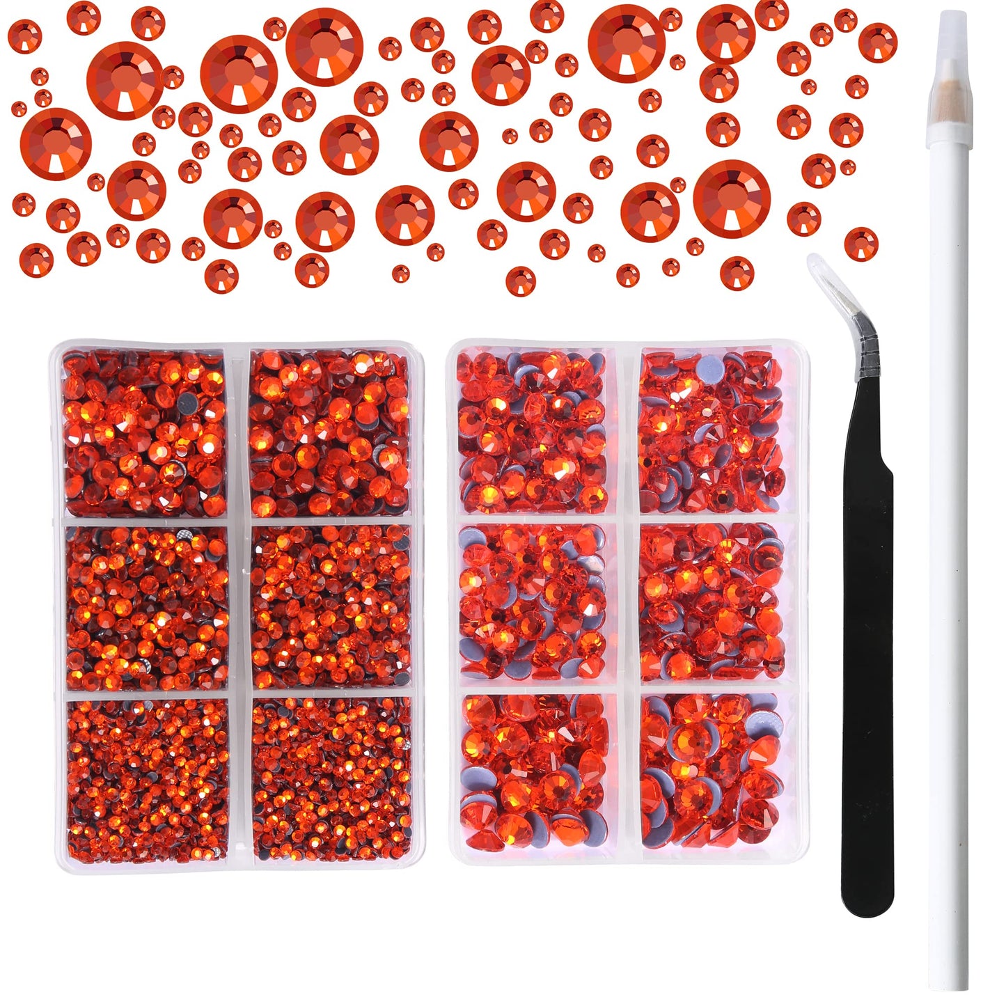 Aardwo 6616Pcs Hotfix Rhinestones 5 Sizes Flat Back Nail Gems Nail Diamonds With Tweezers And Picking Rhinestones Pen For Crafts