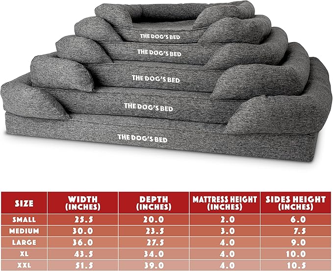The Dog’s Bed, Large Grey Linen 36x27, Memory Foam, Pain Relief: Arthritis, Hip & Elbow Dysplasia, Post Surgery, Lameness, Supportive, Calming, Waterproof Washable Cover, Veterinary Approved