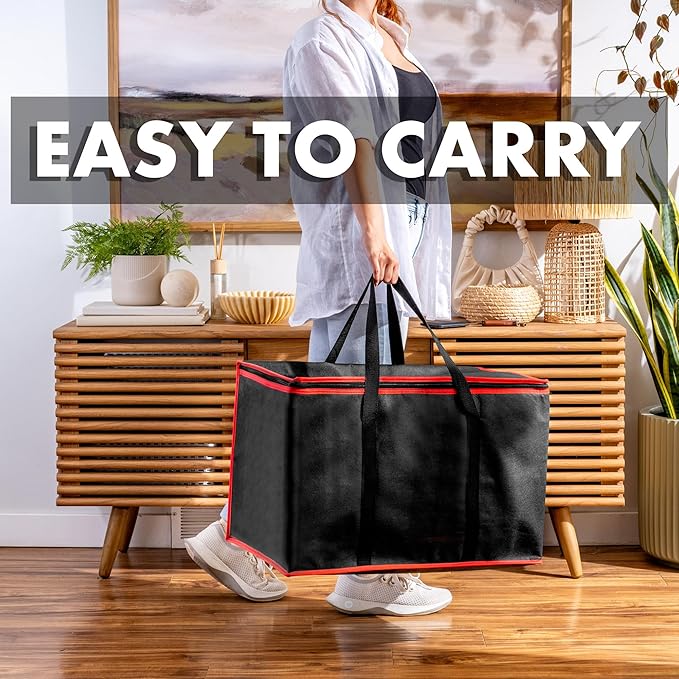 Carrywell (Not Made In China) Insulated Food Delivery Bags 2-Pack, XXXL Pizza Delivery and Reusable Warming Bag For Catering, Thermal Insulation Tote for Hot and Cold Food, Doordash