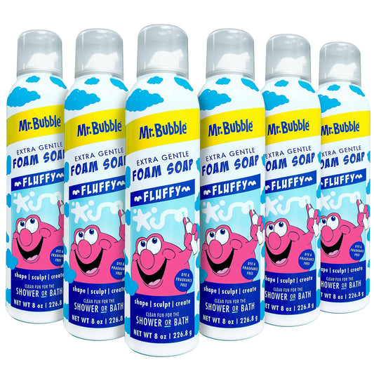Mr. Bubble Extra Gentle Foam Soap - Fragrance Free Kids Hand And Body Wash 8Oz, Pack Of 6