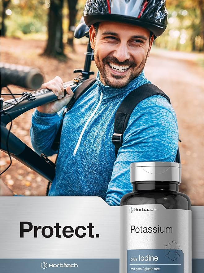 Horbäach Potassium Chloride Supplement | Plus Iodine | 180 Vegetarian Tablets | Non-GMO and Gluten Free