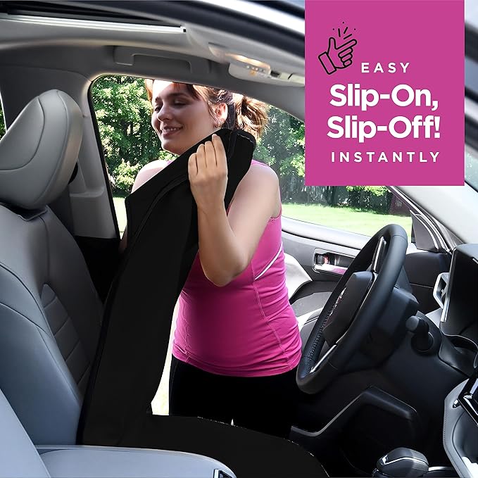 lebogner Car Seat Towel Cover for Post Gym Workout, Running, Swimming, and Hiking, 2 Pack Universal Fit Anti-Slip Waterproof Sweating Bucket Seat Protector for Cars, SUVs and Trucks, Black