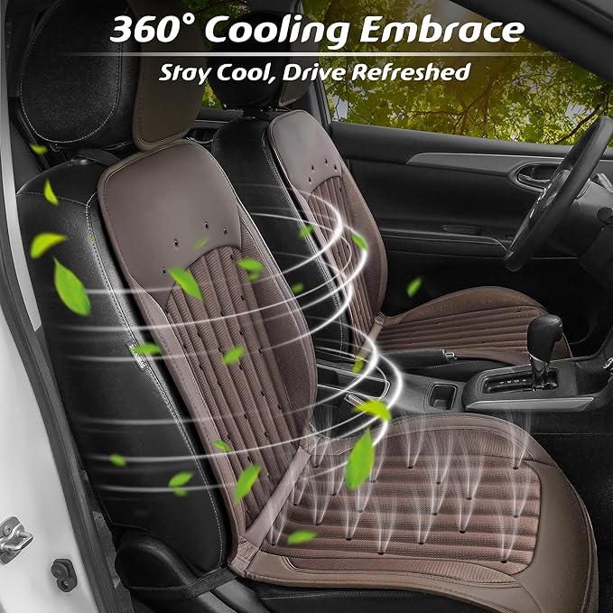 Paffenery 2026 Upgraded Cooling Car Seat Cover Front Seat, 12V-24V Ventilated Cooling Car Seat Cushion, Cooled Seat Cover for Car SUV Truck Universal Fit, Mocha Brown