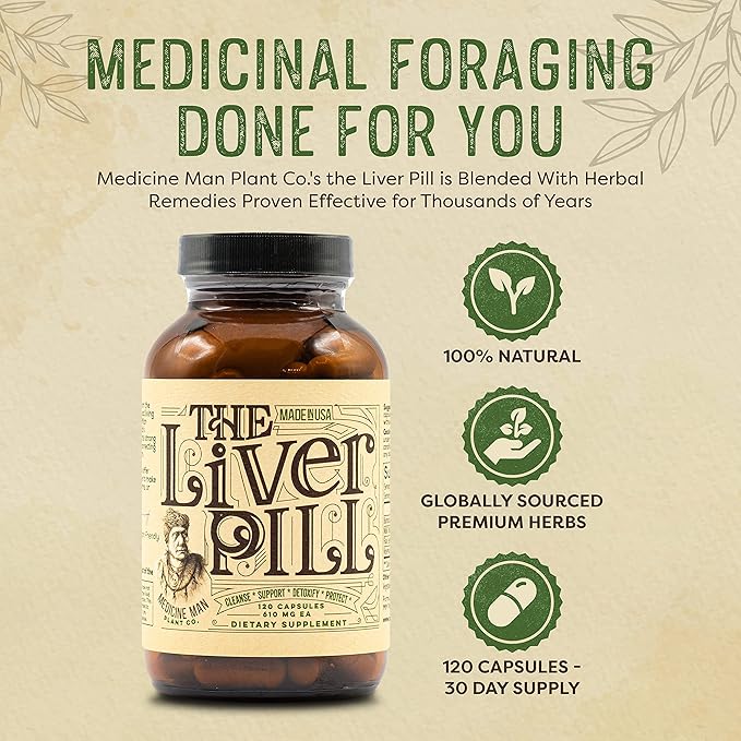 The Liver Pill 120 Capsules - Herbal Liver Cleanse Detox & Repair Pills with Burdock Root, Milk Thistle, Rosemary, and Flax Seed - Non-GMO, Organic, and Natural Liver Detox Pills for Men and Women