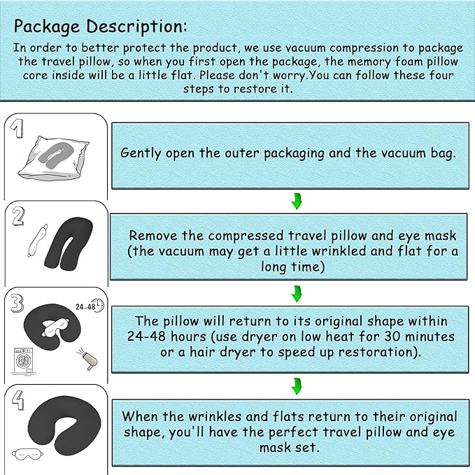 Pure Memory Foam Travel Pillow Set for Adults - Comfortable & Removable Machine Washable Cover, Neck Support Pillow Airplane Travel Kit with Eye Mask for Portable Plane Accessories - Peach Pink