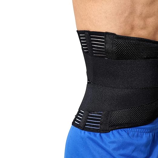 NeoTech Care Adjustable Compression Wide Back Brace Lumbar Support Belt (Charcoal, Size XXL)