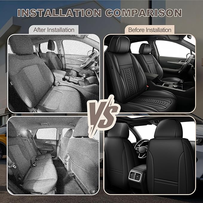 TTX LIGHTING for Nissan Pathfinder 2011-2026 Seat Covers: Waterproof Leather Seat Protector with Airbag Compatible (2 Front Seats,Black)