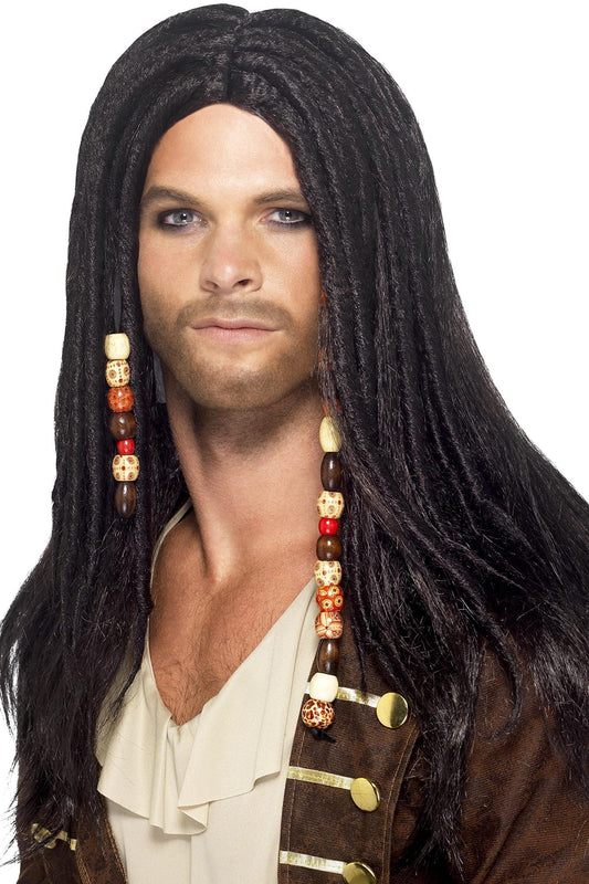 Smiffys Men'S One Size Pirate Wig, Black
