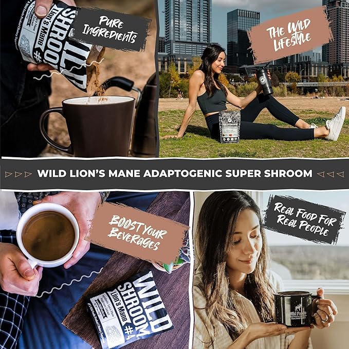 Wild Foods Lions Mane Powder Mushrooms Extract 10:1 | Organic Mushroom Powder | Adaptogenic Nootropic Herb for Brain Health, Memory and Focus(4 Ounce)
