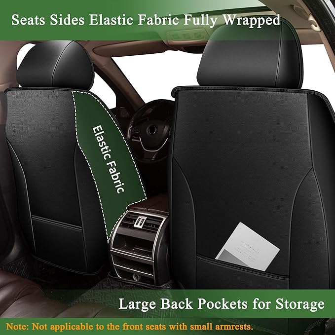 Bling Diamond Embroidered Seat Covers for Nissan Maxima 2011-2023, Full Set 5 Seats, Sparkle Rhinestone Breathable Perforated Faux Leather Car Seat Covers for Women (Black)