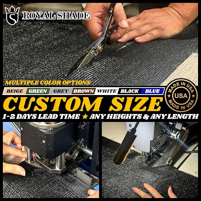 Royal Shade Custom Size 6' x 70' Grey Fence Privacy Screen Windscreen Cover Netting Mesh Fabric Cloth - Cable Zip Ties Included (We Make Custom Size)