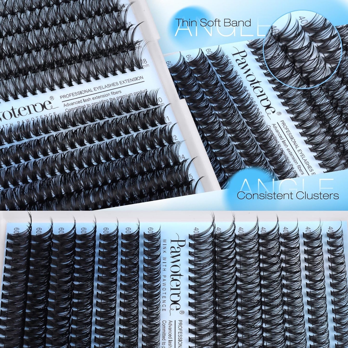 Pawotence 280pcs Lash Clusters | 40D & 50D Individual Eyelash Extensions 8-16mm