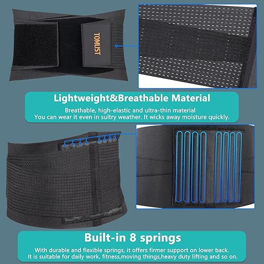 Back Brace - Breathable Waist Belt Lumbar Support for Lower Back Pain Relief, Recovery, Sciatica, Scoliosis, Herniated Disc, Lifting, With Dual Adjustable Straps for Men/Women, M