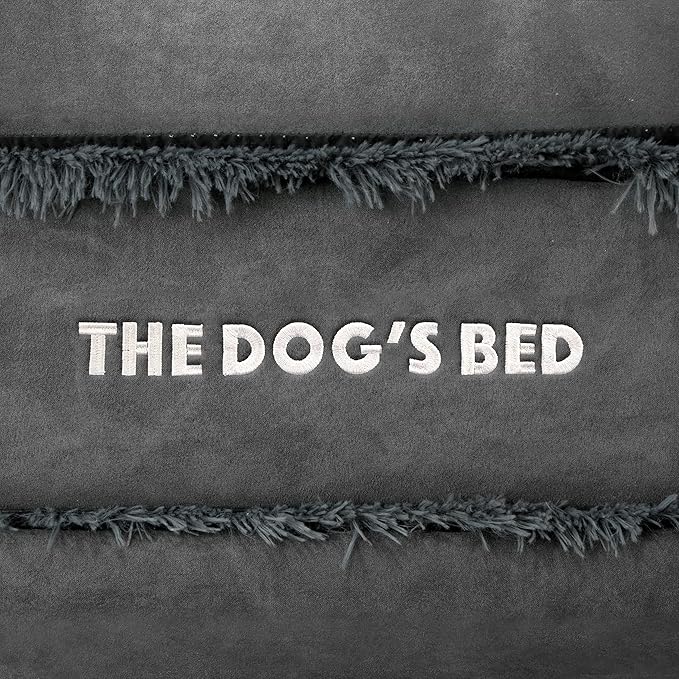 The Dog’s Bed, Large Grey Fur, Memory Foam, Pain Relief: Arthritis, Hip & Elbow Dysplasia, Post Surgery, Lameness, Supportive, Calming, Waterproof Washable Cover, Veterinary Approved