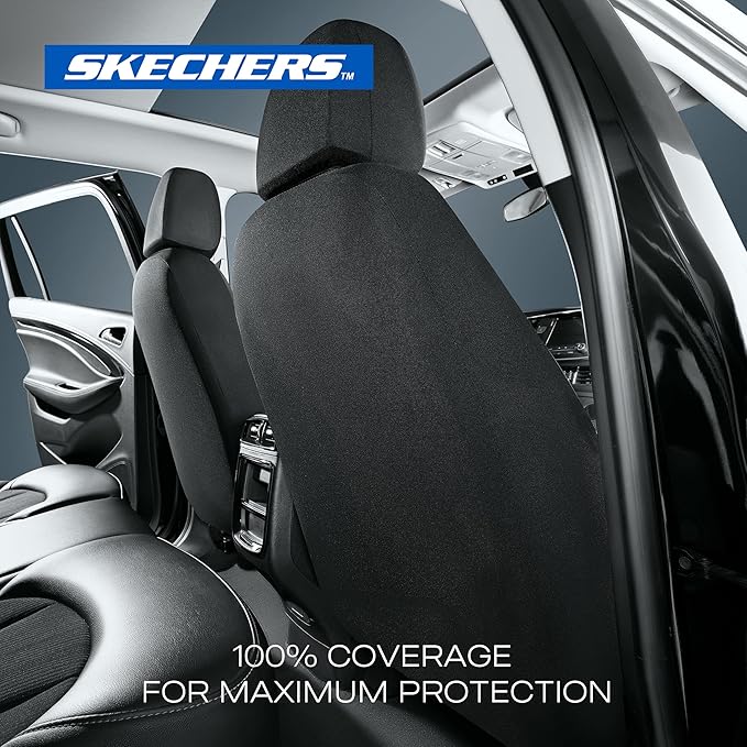 Skechers Seat Covers, Premium Breathable Polyester Car Seat Covers, Car Seat Covers Full Set Airbag Compatible, Automotive Comfort for Most Cars, Vans, Trucks, SUVs (Full Set, Red)