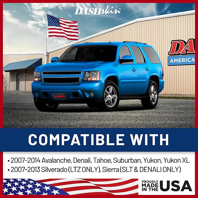 DashSkin Dash Cover Compatible with 2007-2014 Chevy Tahoe Suburban Avalanche & GMC Yukon & Yukon XL Without Dash Speaker in Cashmere - Hard Molded Plastic Dashboard Cap