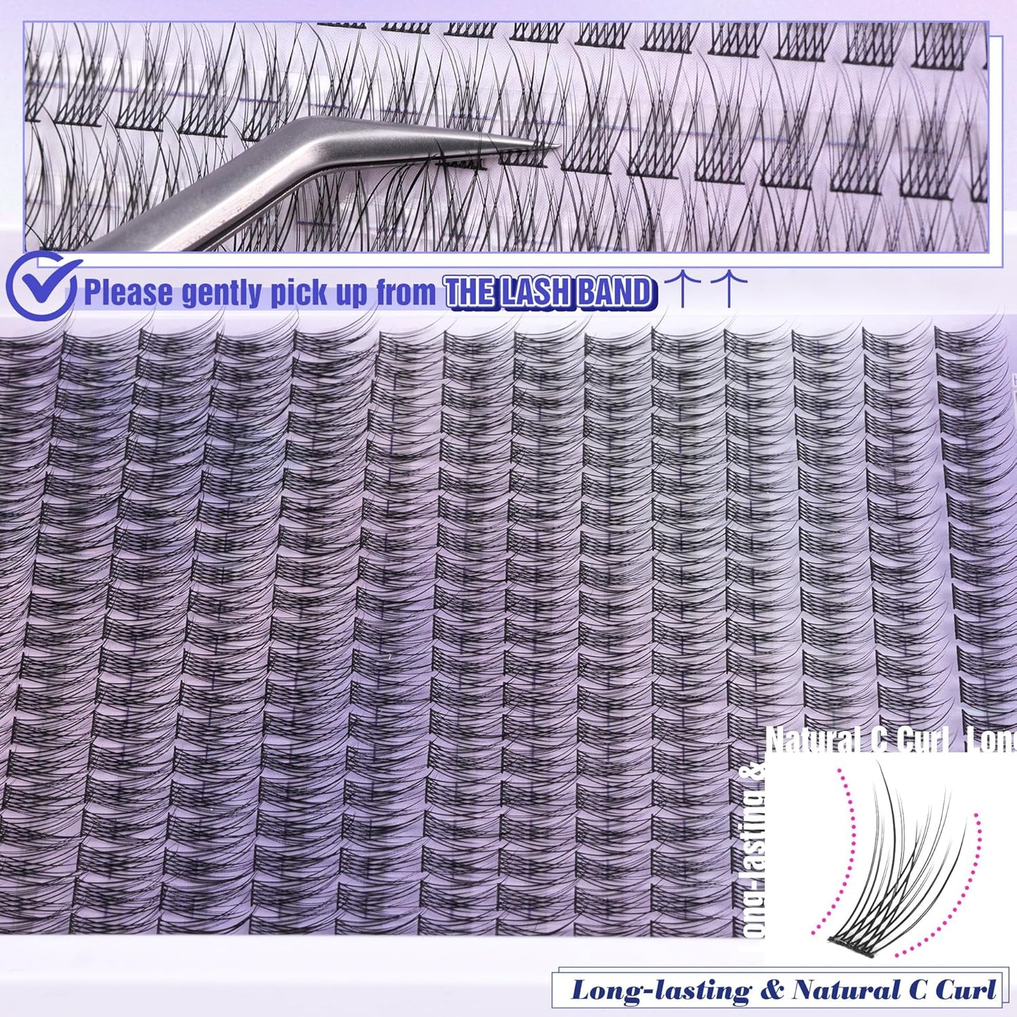 ALICE DIY Eyelash Extension Kit | 196pcs Natural Wispy Clusters | 10-18mm