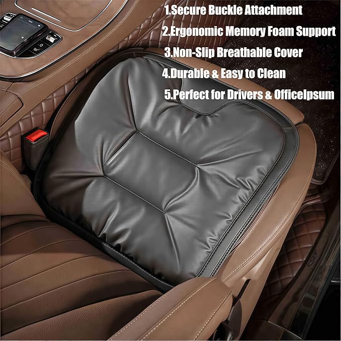 2026 New Skin-Friendly & Dirt-Repellent Leather Seat Cushions, Ergonomic Memory Foam Lumbar Support, Non-Slip Breathable Cover, Removable Washable, Ideal for Drivers & Office Long Sitting (yellow)