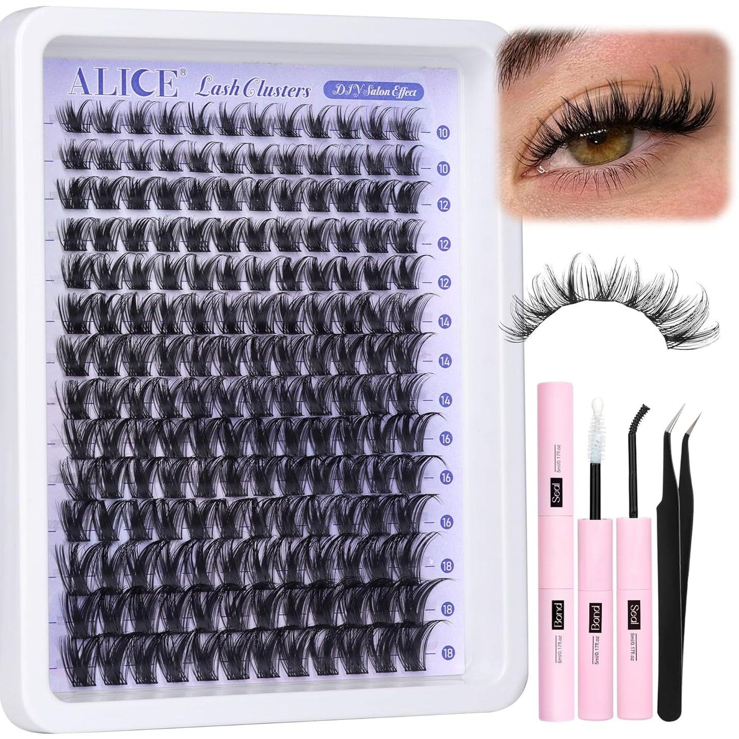 Natural Wispy Lash Extension Kit | 140pcs Clear Band Cluster Lashes for DIY