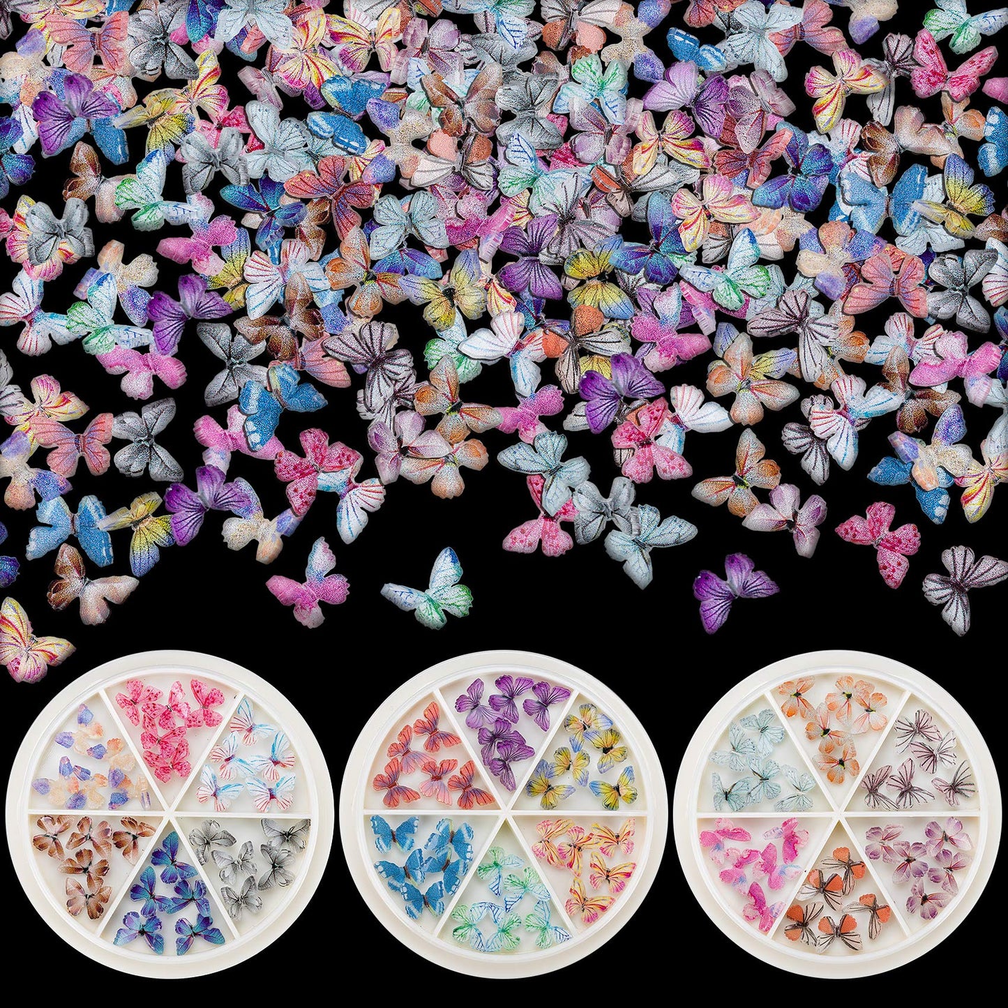 Pagow 90Pcs 3D Acrylic Butterfly Charms For Nails, 18 Colors Butterfly Nail Glitter Sets, Novel Design Acrylic Butterfly Nail Ch