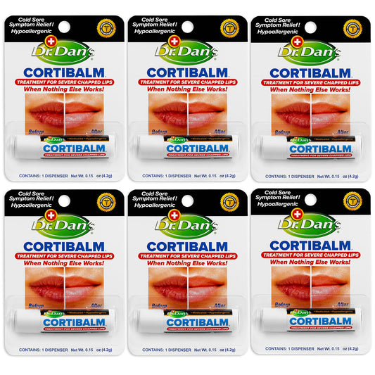 Dr. Dan'S Cortibalm- 6 Pack - For Dry Cracked Lips - Healing Lip Balm For Severely Chapped Lips - Designed For Men, Women And Ch