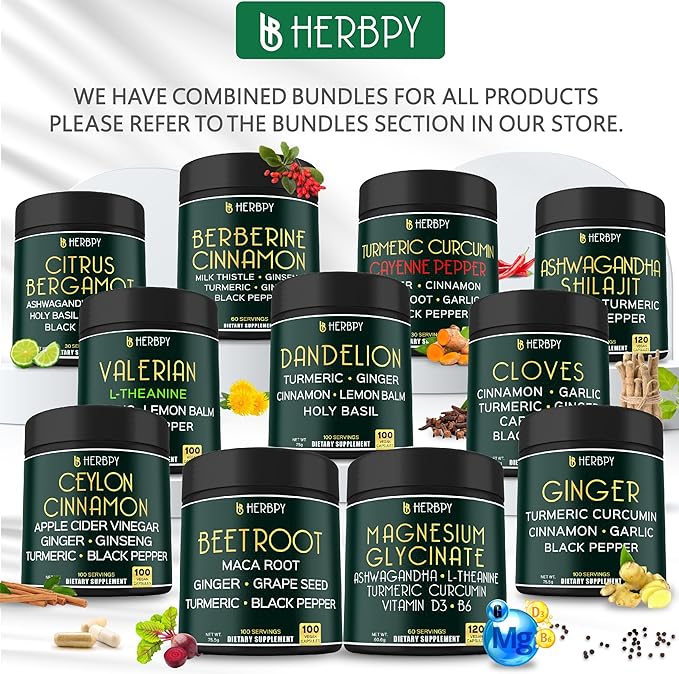 Bundle 5in1 Ashwagandha Shilajit & 5in1 Valerian Root Supplement - Support Relaxation, Healthy Mind & Heart, Digestion and Immune