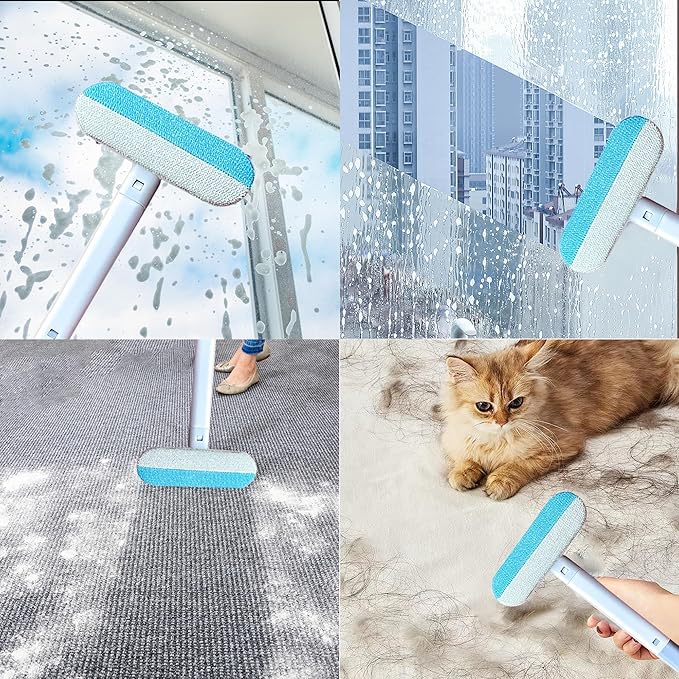 Pet Hair Remover, 4-in-1 Reusable Dog & Cat Hair Removal Tool – Standard Handle (17.7"), 1-Pack, Effective Lint Brush for Furniture, Couch, Carpet, Car Seats & Window Screens