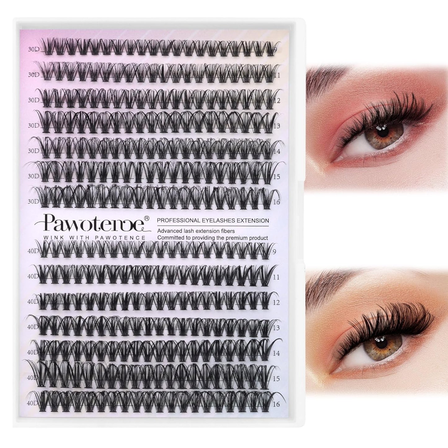 DIY Lash Extension Kit | 280pcs Brown 40D Clusters | 9-16mm Individual Lashes