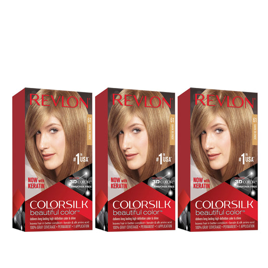 Revlon Permanent Hair Color, Permanent Hair Dye, Colorsilk With 100% Gray Coverage, Ammonia-Free, Keratin And Amino Acids, 61 Da