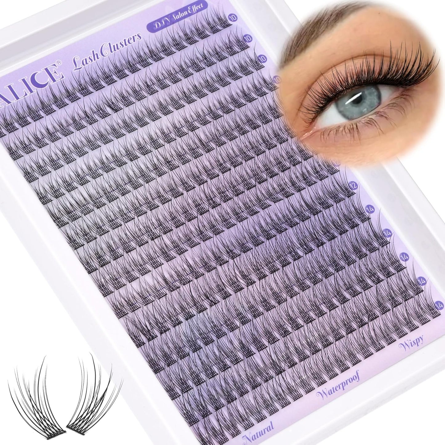 ALICE Wispy Lash Clusters | 168 Pcs | 10-18mm Natural Volume Extensions