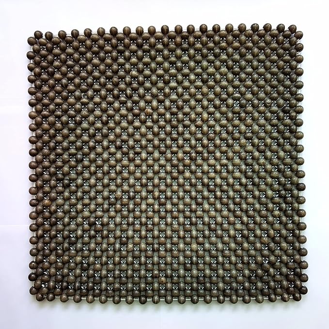 Natural Wood Beaded Seat Cover Pad Mat Comfy Cool Summer Massage Seat Cushion (Square Large) for Truck,RV,Pickup,Big Office Chair only