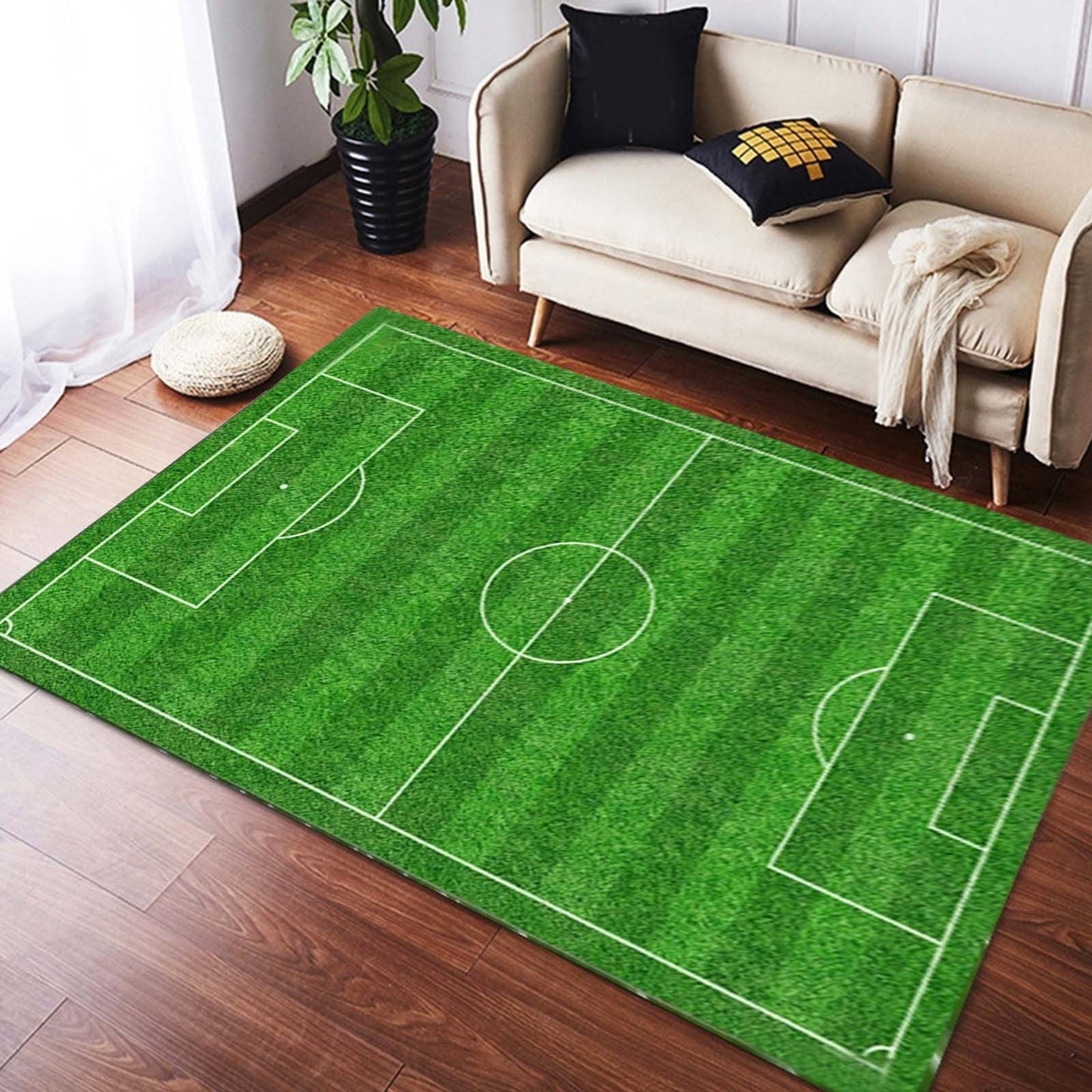 LuxeLiving Indoor/Outdoor Area Soft Rug, Football Field Grass Floor Rug, 100% Polyester Non-Slip, for Living Room Coffee Table Home Decoration Gifts, 39.37x78.74in