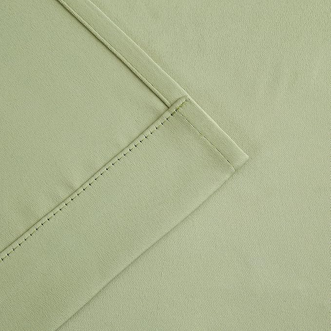 Bujasso Sage Green 90% Blackout Curtains with Sheer Overlay Mix and Match Double Layer Thermal Insulated Window Panels 84 inch Living Room Bedroom Green Drapes with Tiebacks Grommet Top 37" Wx84 Lx2