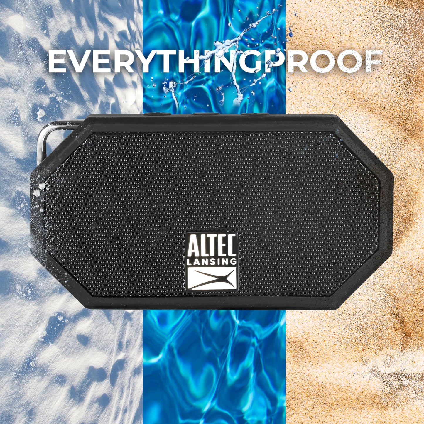 Altec Lansing Mini H2O - Waterproof Bluetooth Speaker, IP67 Certified & Floats in Water, Compact & Portable Speaker for Hiking, Camping, Pool, and Beach,Black